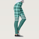 Leggings Arlequin vert et triple bande blanche (Droite)