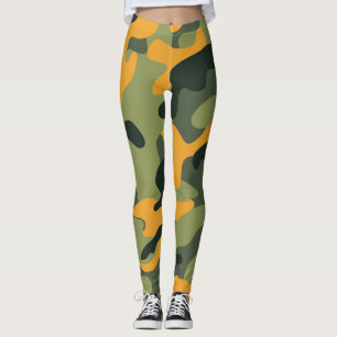 Leggings Armée verte et orange camouflage Camo