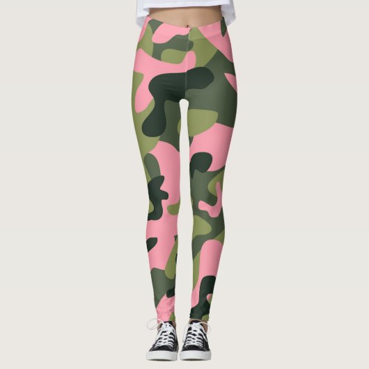 Leggings Armée verte et rose camouflage (Devant)