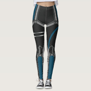 Leggings Armure de Cyborg Bleue et Noire