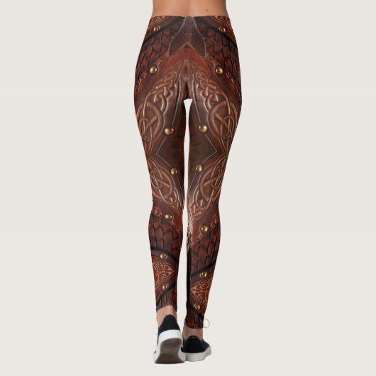Leggings Armure de la veste en cuir viking Abstrait, Brown (Dos)