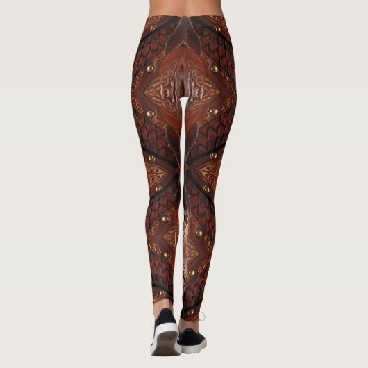 Leggings Armure de la veste en cuir viking Abstrait, Brown (Dos)