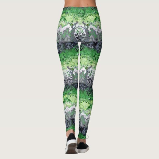 Leggings Aromantic Dragon Damask - Aro Pride Drapeau Couleu (Dos)