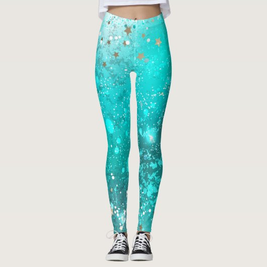 Leggings Arrière - plan à huile Turquoise de la menthe (Devant)