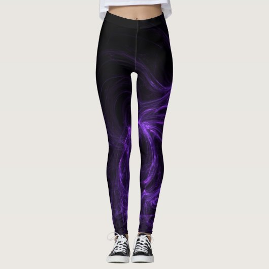Leggings Arrière - plan Abstrait noir et violet (Devant)