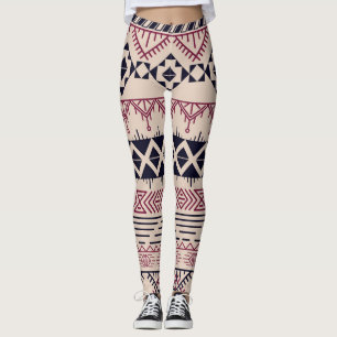 Leggings arrière - plan Aztèque, tribu vintage, motif ethni