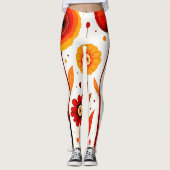 Leggings Arrière - plan blanc Flower Art (Devant)