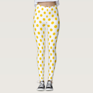 Leggings Arrière - plan blanc Pois jaunes