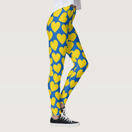 Leggings Arrière - plan de coeur bleu jaune (Droite)