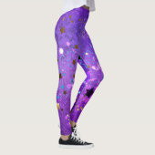 Leggings Arrière - plan de feuille violet avec étoiles (Droite)