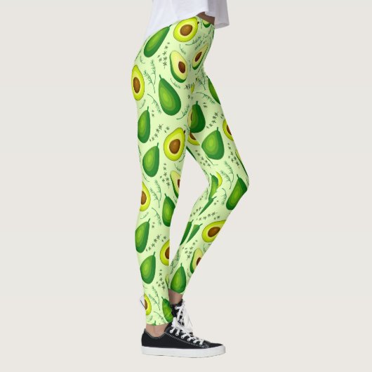 Leggings Arrière - plan de fruits frais Avocado Motif (Droite)