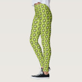 Leggings Arrière - plan de kiwi frais. Motif de tranches ro (Gauche)