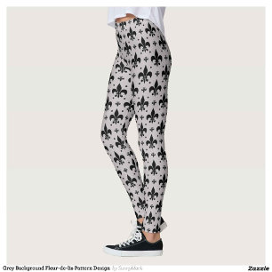 Leggings Arrière - plan gris Fleur-de-lis Motif Design