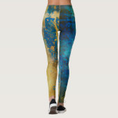 Leggings Arrière - plan Grunge Blue and Gold Texture (Dos)