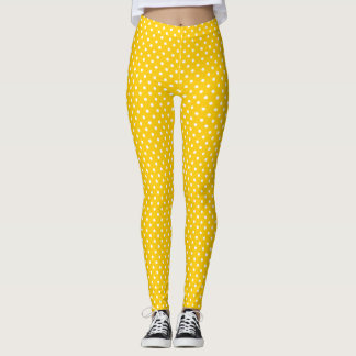 Leggings Arrière - plan jaune de mandarine de pois blanc