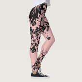 Leggings Arrière - plan noir floral dentelle rose (Droite)