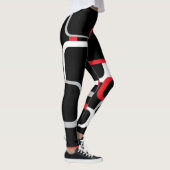 Leggings Arrière - plan noir rouge blanc et gris rétro Carr (Droite)