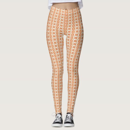 Leggings Arrière - plan rayé orange et blanc avec (Devant)