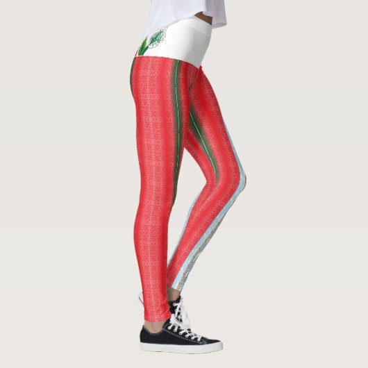 Leggings arrière - plan rayé rouge et vert (Droite)
