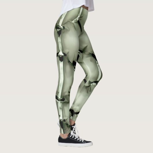 Leggings Arrière - plan texturé à bulle verte hexagonale (Droite)