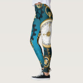 Leggings Arrière - plan turquoise à vapeur avec Gears (Gauche)