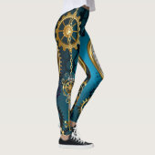 Leggings Arrière - plan turquoise à vapeur avec Gears (Droite)