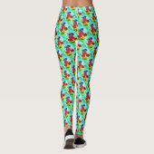 Leggings Arrière - plan vert roses rouges (Dos)