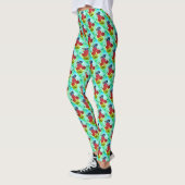 Leggings Arrière - plan vert roses rouges (Gauche)