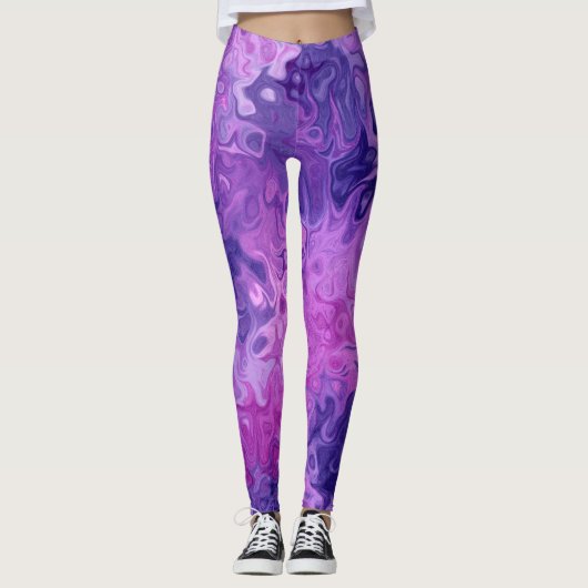 Leggings Arrière - plan Violet Et Rose (Devant)
