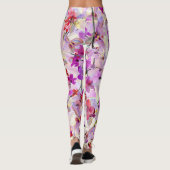 Leggings Arrière - plans d'aquarelle Orchidée-Sakura (Dos)