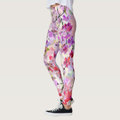 Leggings Arrière - plans d'aquarelle Orchidée-Sakura (Gauche)