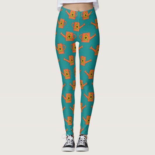 Leggings Arrosage orange avec tournesol (Devant)