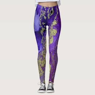 Leggings Art abstrait à l'encre d'alcool Riches pourpres av