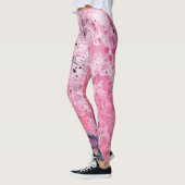 Leggings Art Abstrait Avec Peinture Acrylique | Noir rose (Gauche)