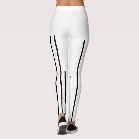 Leggings Art Abstrait Black White Lines Minimalisme (Dos)