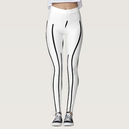 Leggings Art Abstrait Black White Lines Minimalisme (Devant)