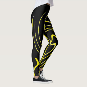 Leggings Art Abstrait Black White Lines Twirl Minimalisme L