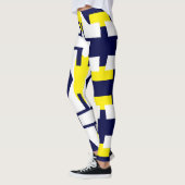 Leggings Art Abstrait Bleu foncé Jaune Blanc (Gauche)