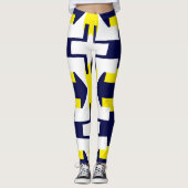 Leggings Art Abstrait Bleu foncé Jaune Blanc (Devant)