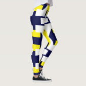 Leggings Art Abstrait Bleu foncé Jaune Blanc (Droite)