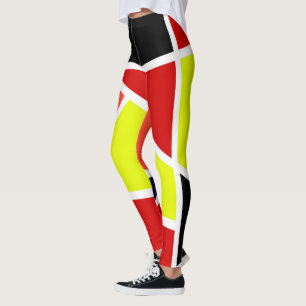 Leggings Art Abstrait Bleu Jaune Rouge Minimalisme
