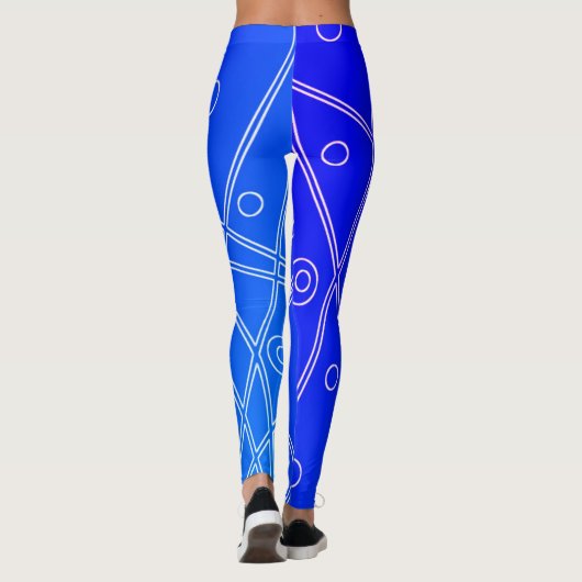 Leggings Art Abstrait Bright Blue Line Cercles Minimalisme (Dos)