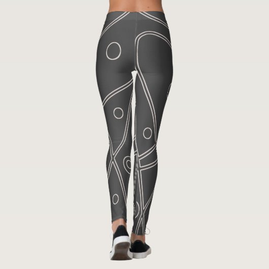 Leggings Art Abstrait Chrome Ligne blanche Cercles Minimali (Dos)