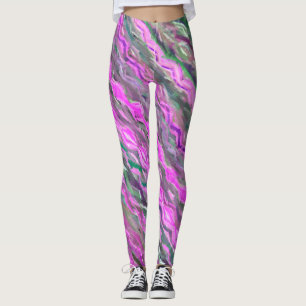 Leggings Art abstrait de craie en pastel rose, pourpre et