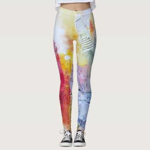 Leggings Art abstrait de rouge orange de texture pourpre