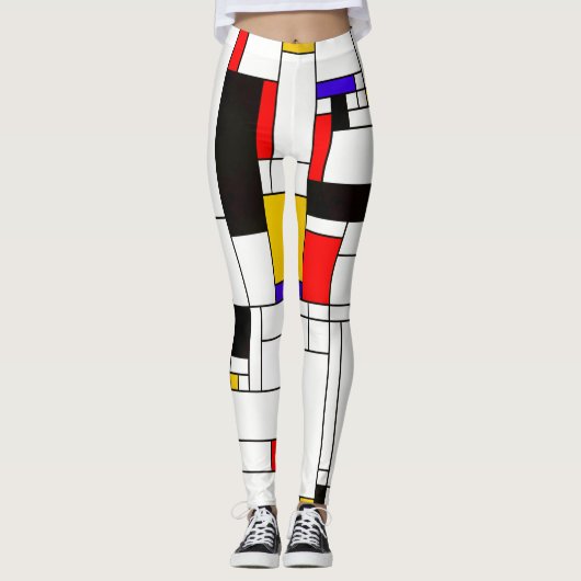 Leggings Art abstrait de style de Mondrian (Devant)