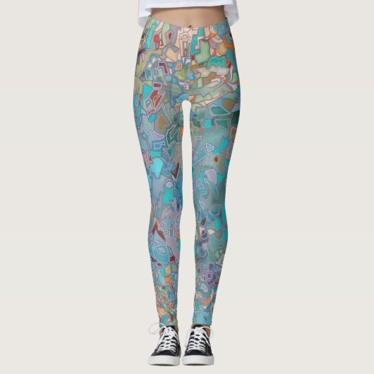 Leggings Art Abstrait de type mosaïque (Devant)