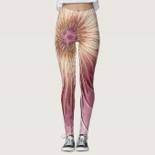 Leggings Art Abstrait Fractal Fleur & Tons de Bourgogne (Devant)