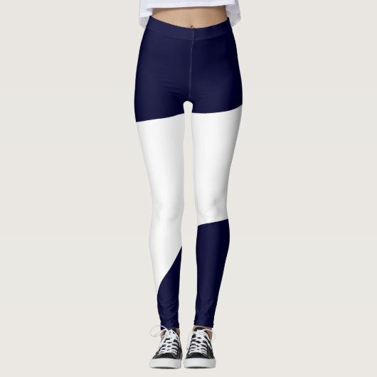 Leggings Art Abstrait Gras Bleu foncé Blanc (Devant)