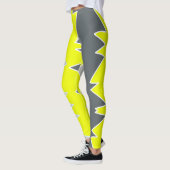 Leggings Art Abstrait Gris Clair Jaune Charbon Gris (Gauche)